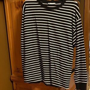Zara Black and White Striped Top